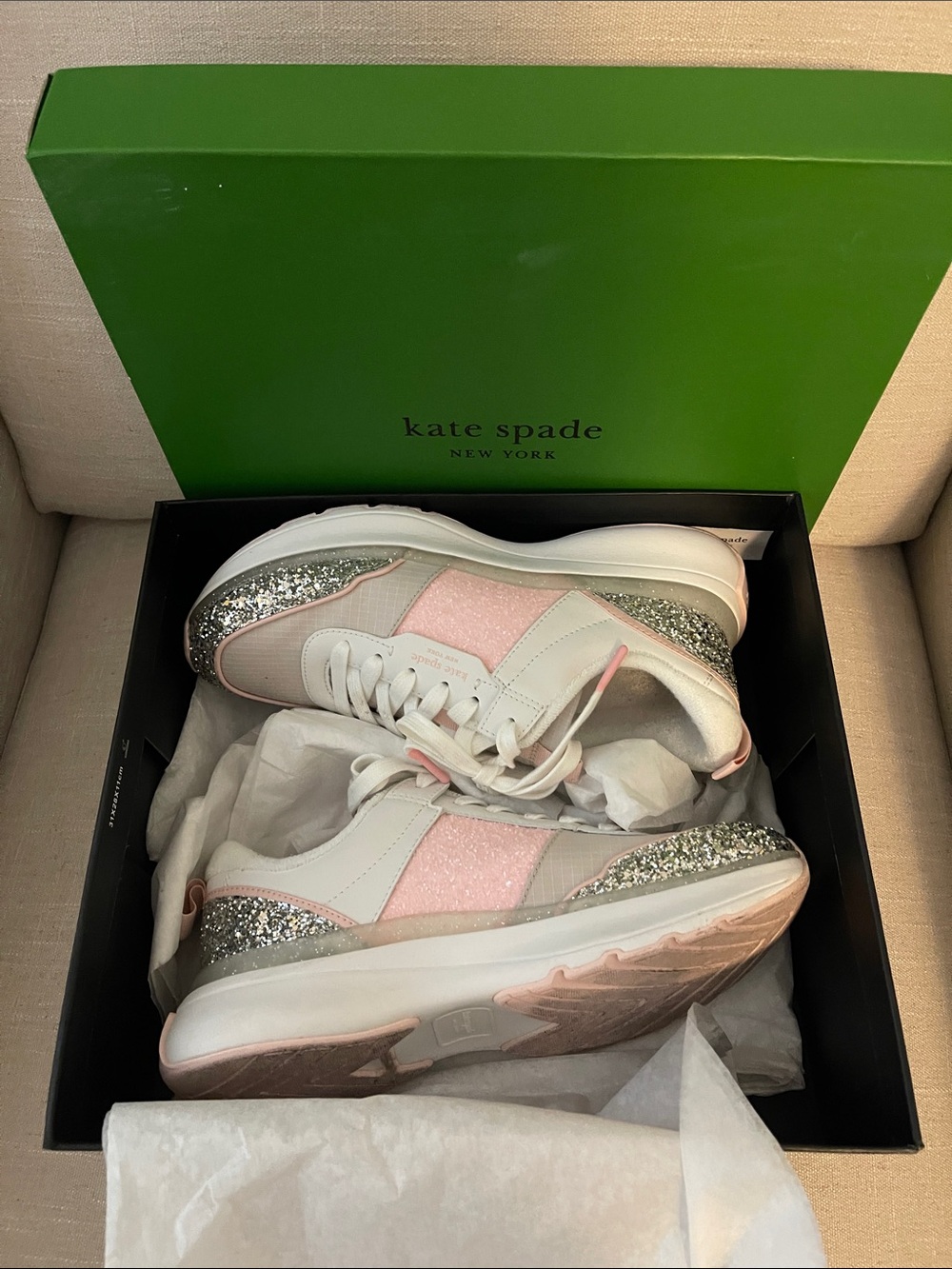 Kate Spade Flash Runner Glitter Sneakers Sz 9 Brand New